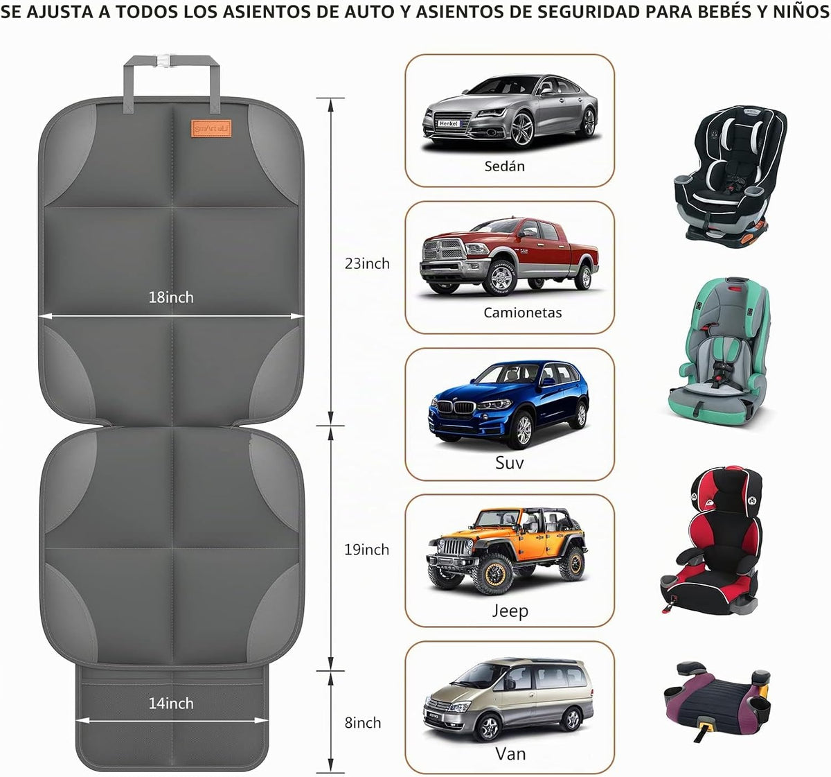 SMART ELF Paquete de 2 protectores de asiento de automóvil, tela 60...
