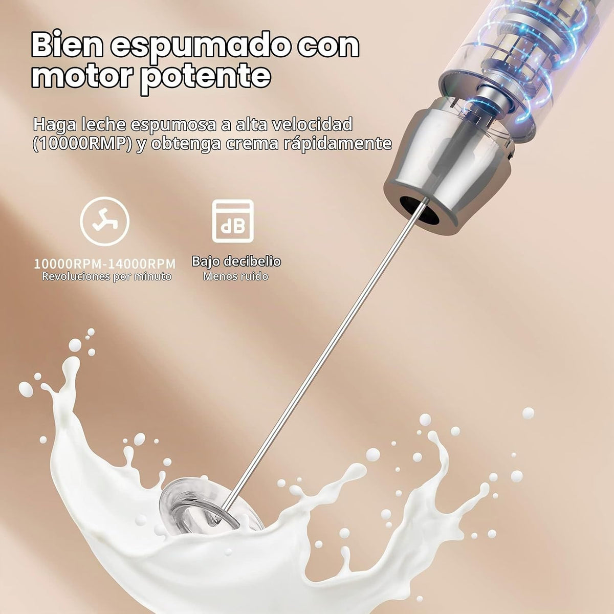 Maestri House LunaFro - Espumador de leche recargable con soporte,...
