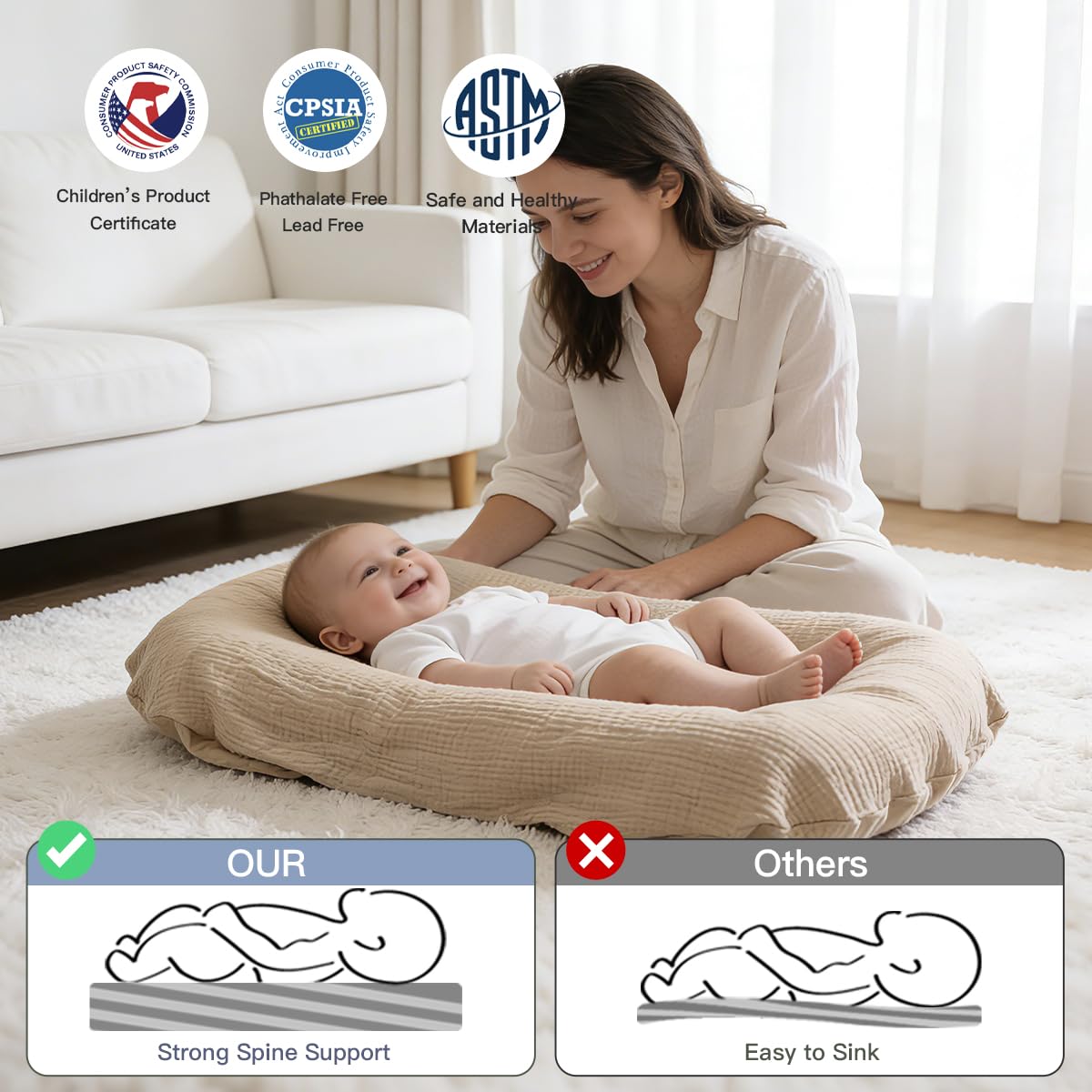 Meindoovm Cojín de apoyo infantil \u2013 Snuggle Cozy Me Cojín de a...
