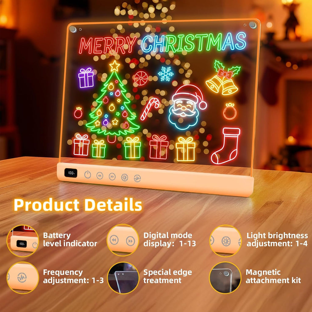 Lumiboard Tablero de dibujo LED con 13 efectos de luz, tablero de n...