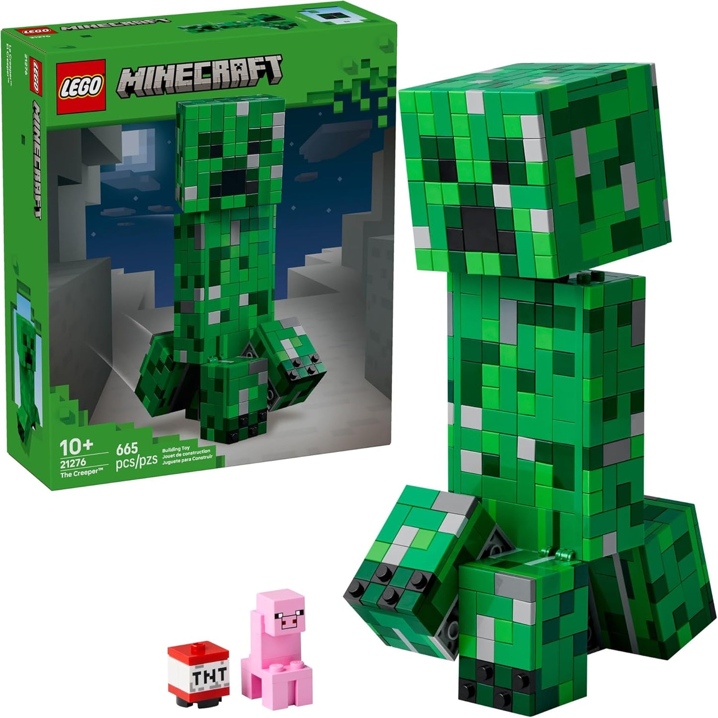LEGO Minecraft The Creeper - Juguete de construcción para niños, juguete de Minecraft para niños y niñas, a partir de 10 años, decoración de habitación para jugadores con primera versión de minifigura
