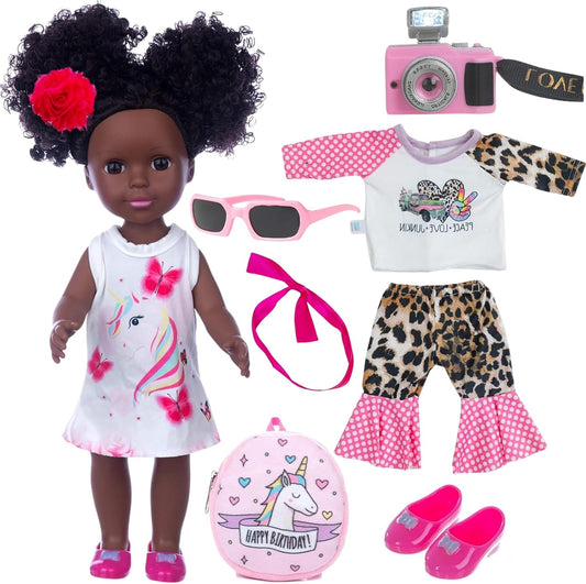 ZQDOLL Conjunto de ropa de muñeca negra y muñeca de bebé, accesorio...