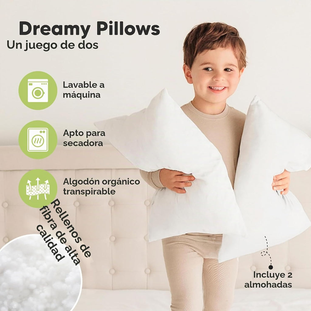KeaBabies Paquete de 2 almohadas para niños de 2 años a 5,14 x 20 p...