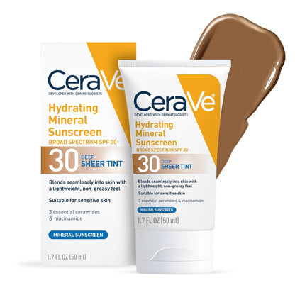 CeraVe Protector solar mineral hidratante SPF 30 con tinte transpar...