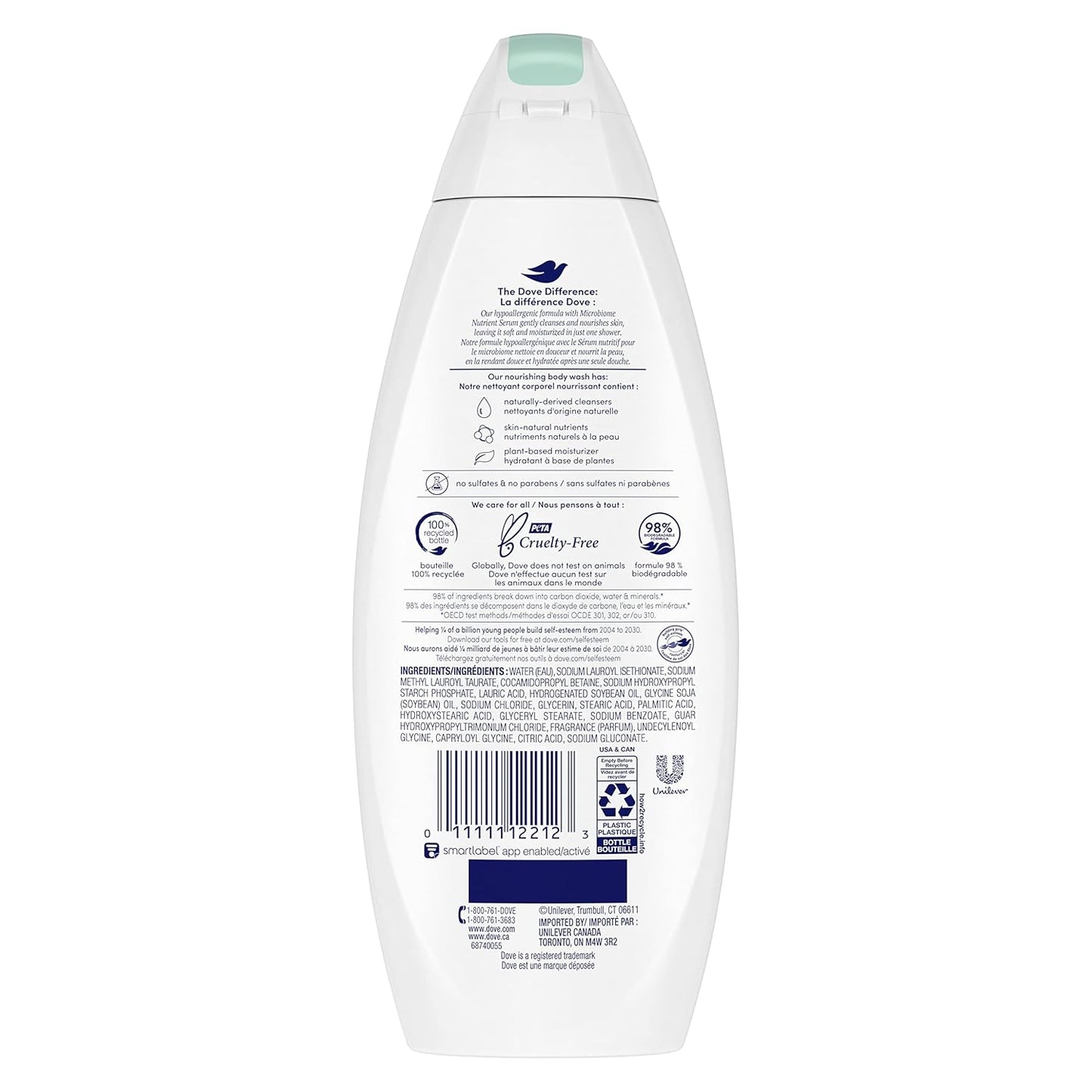 Dove Jabón Corporal, Piel Sensible, 12 oz