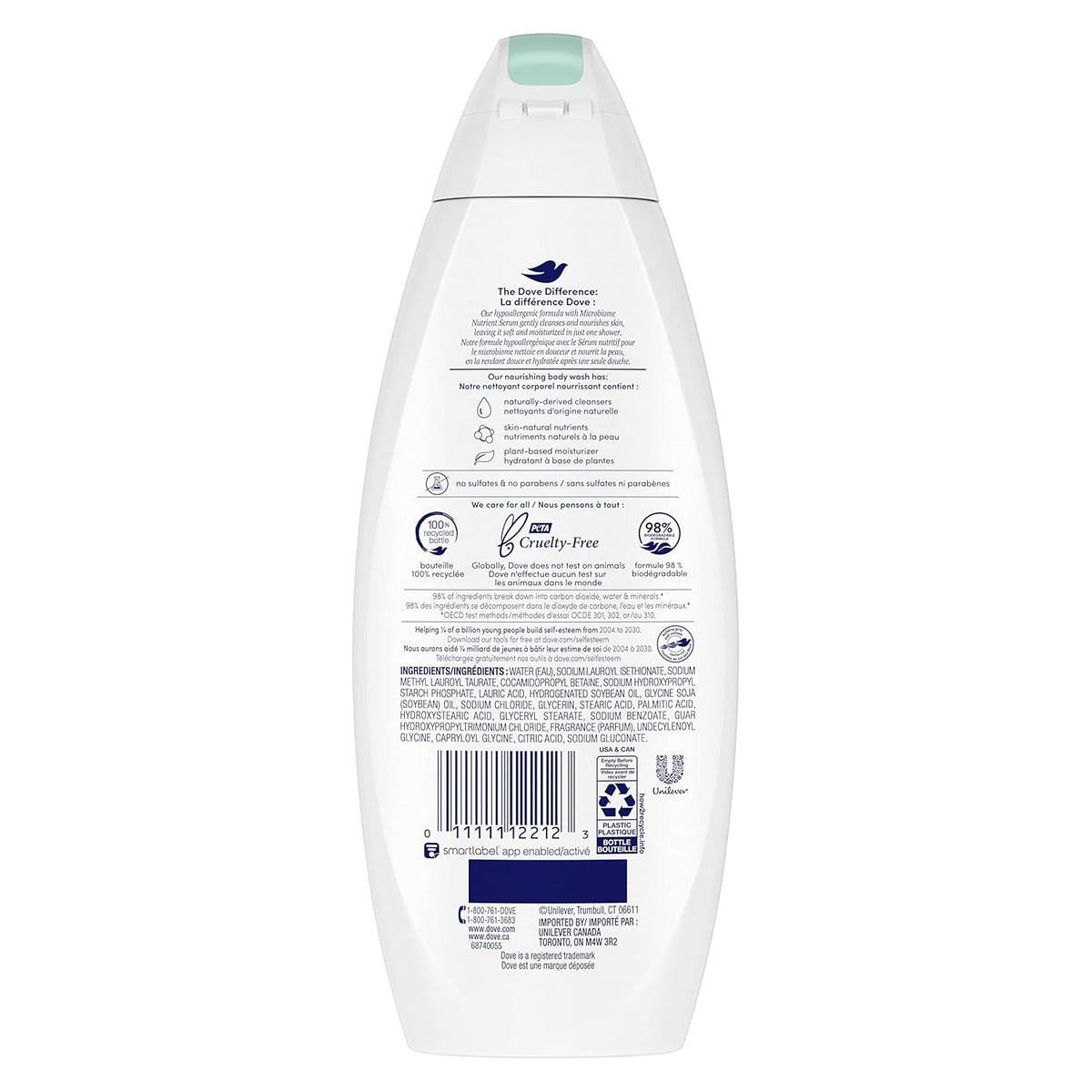 Dove Jabón Corporal, Piel Sensible, 12 oz