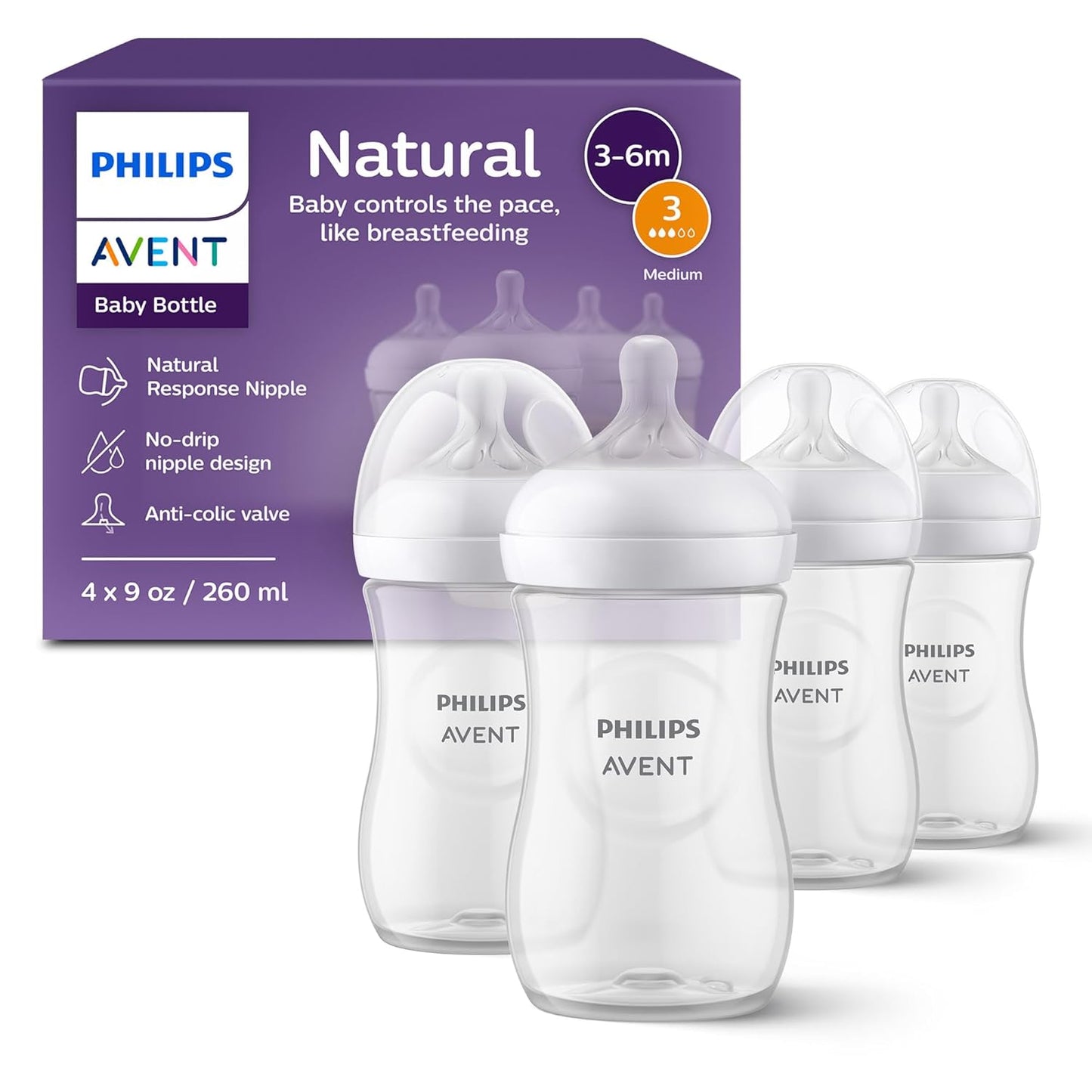Philips AVENT - Biberón natural con boquilla de respuesta natural,...