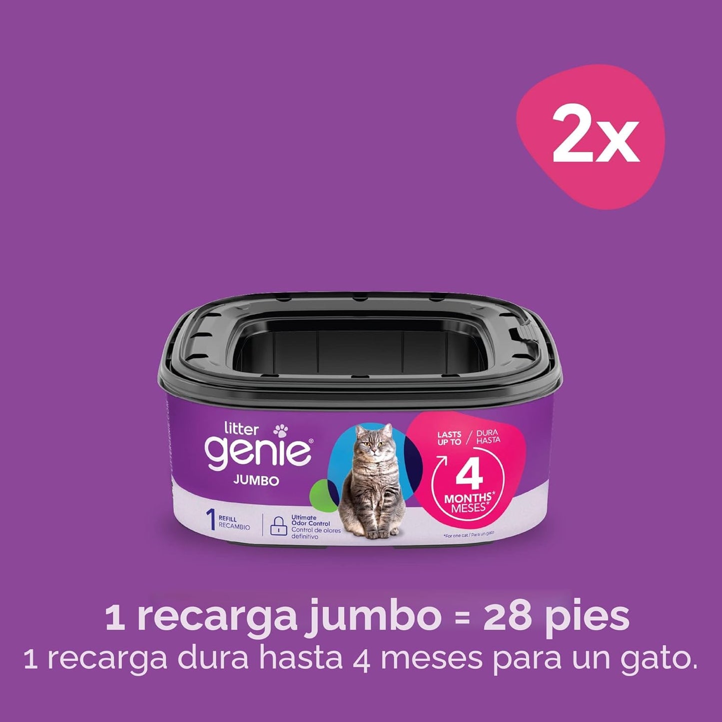 Litter Genie Bolsas de repuesto | Paquete de 2 unidades jumbo, 56 p...