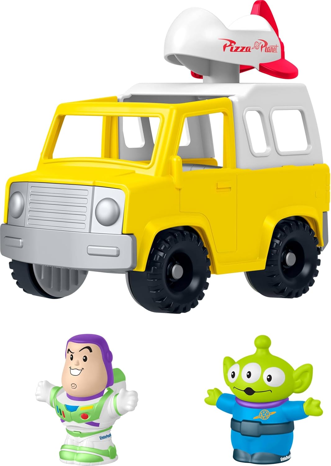 Fisher-Price Little People Juguete para niños pequeños de Disney y Pixar Toy Story Pizza Planet Truck con Buzz Lightyear y figuras alienígenas para niños a partir de 18 meses