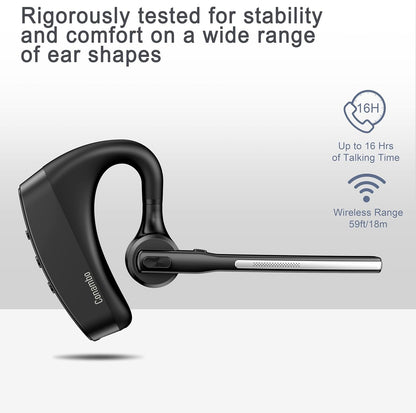 Conambo Auriculares Bluetooth 5.2 con CVC8.0 Dual Mic Cancelación de Ruido Auricular Bluetooth 16Hrs Talktime Auriculares Inalámbricos para Camión Conductor iPhone Android Teléfonos Celulares