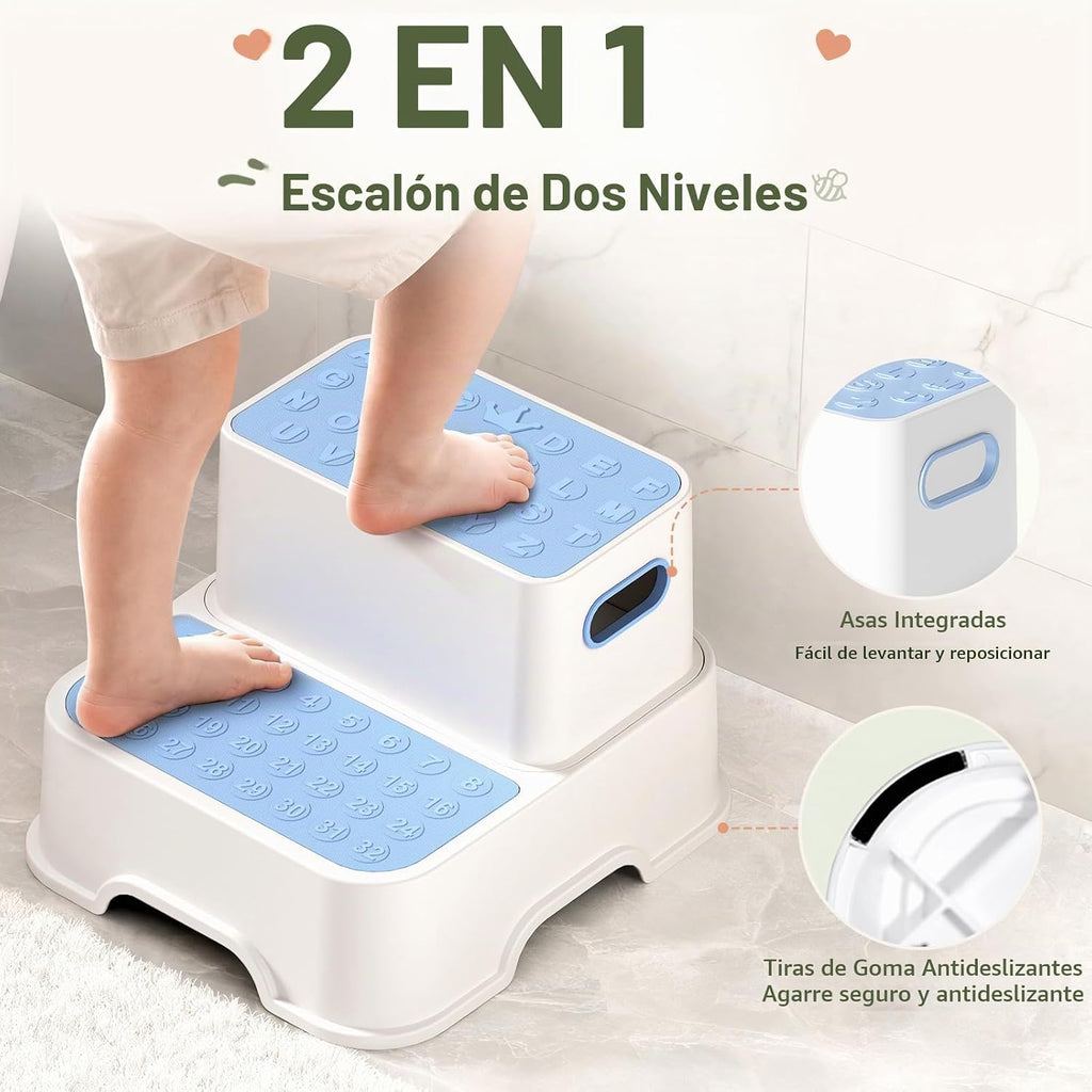 COOSEYA Taburetes de 2 escalones para niños, taburete escalonado pa...