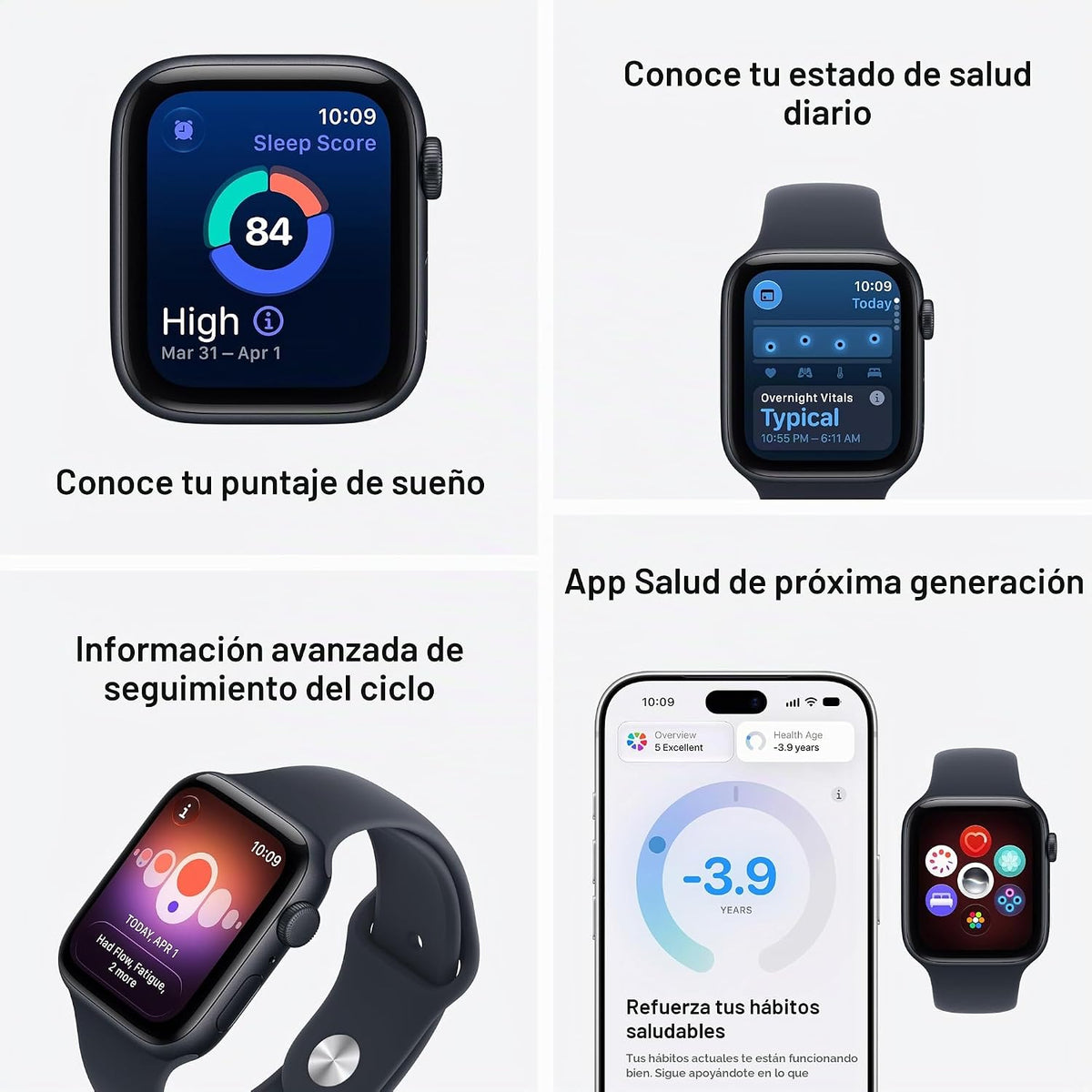 Apple Reloj inteligente SE 3 GPS 1.575 in | Caja de aluminio Starli...