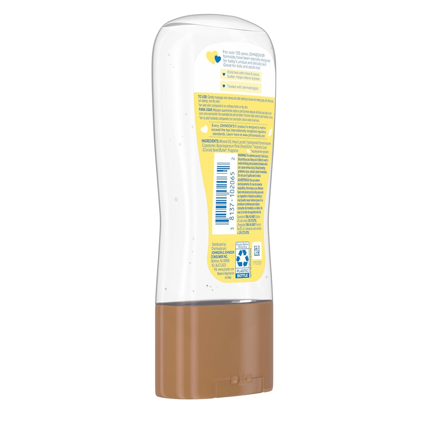 Johnson's Baby Gel de aceite, aceite mineral hidratante para ma...