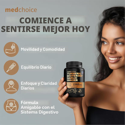 Suplementos de cúrcuma y ajo 4 en 1 con BioPerine \u2013 Cápsulas d...