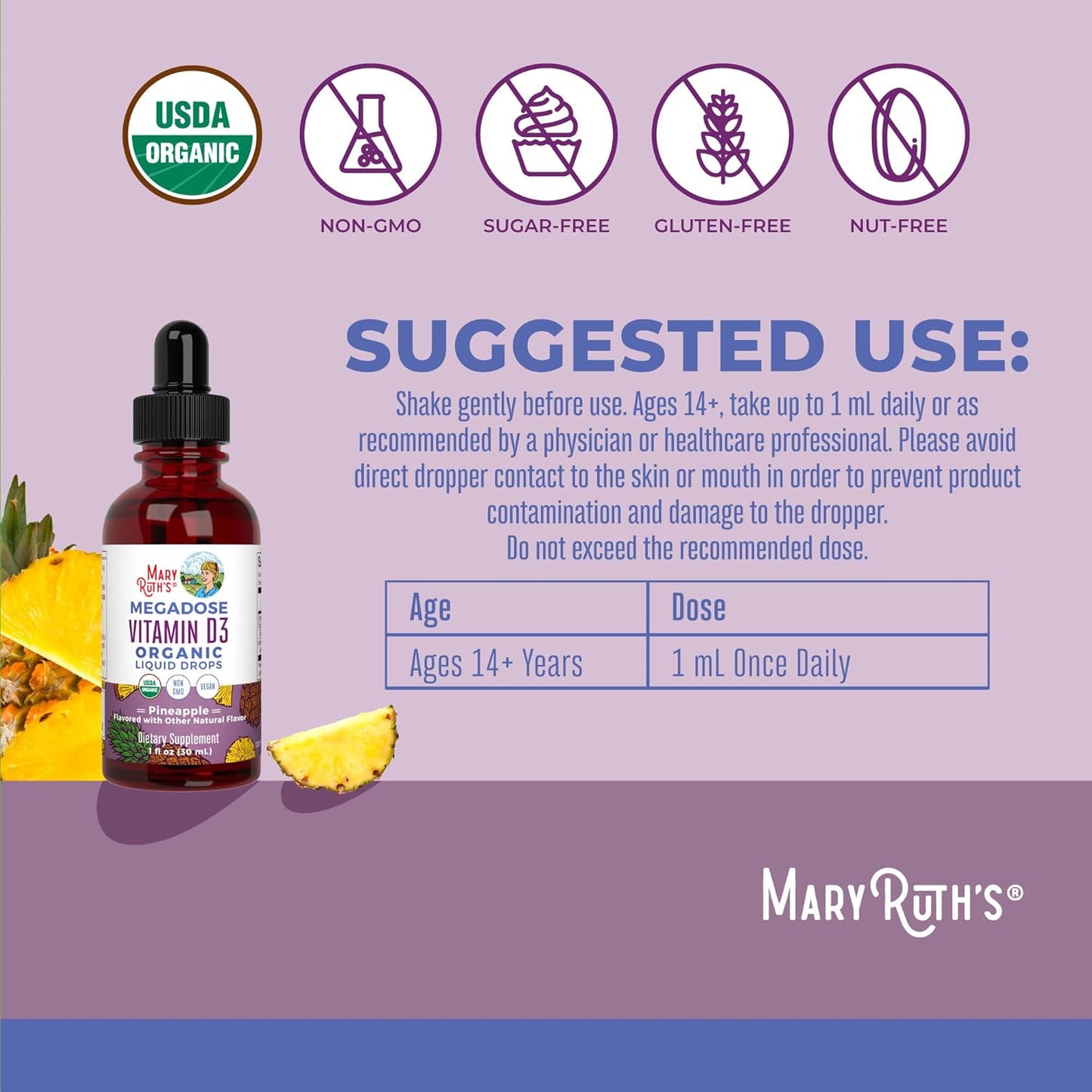 MaryRuth Organics Gotas líquidas de vitamina D3 | Megadosis 4000 UI...