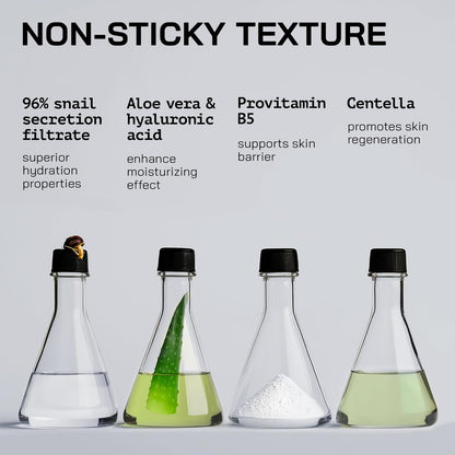 Snail Mucin Serum - Advanced Snail 96 Mucin Power Essence con ácido hialurónico y centella - Suero facial hidratante e hidratante reparador de la piel para mujeres, 3.38 onzas líquidas, 3.4 fl oz,