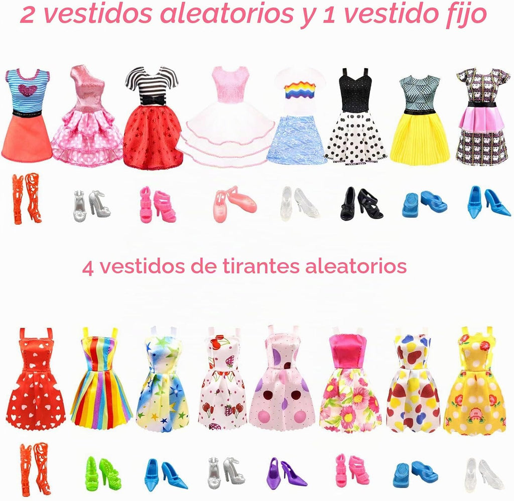 Paquete de 84 ropa y accesorios para muñecas con armario de muñecas...