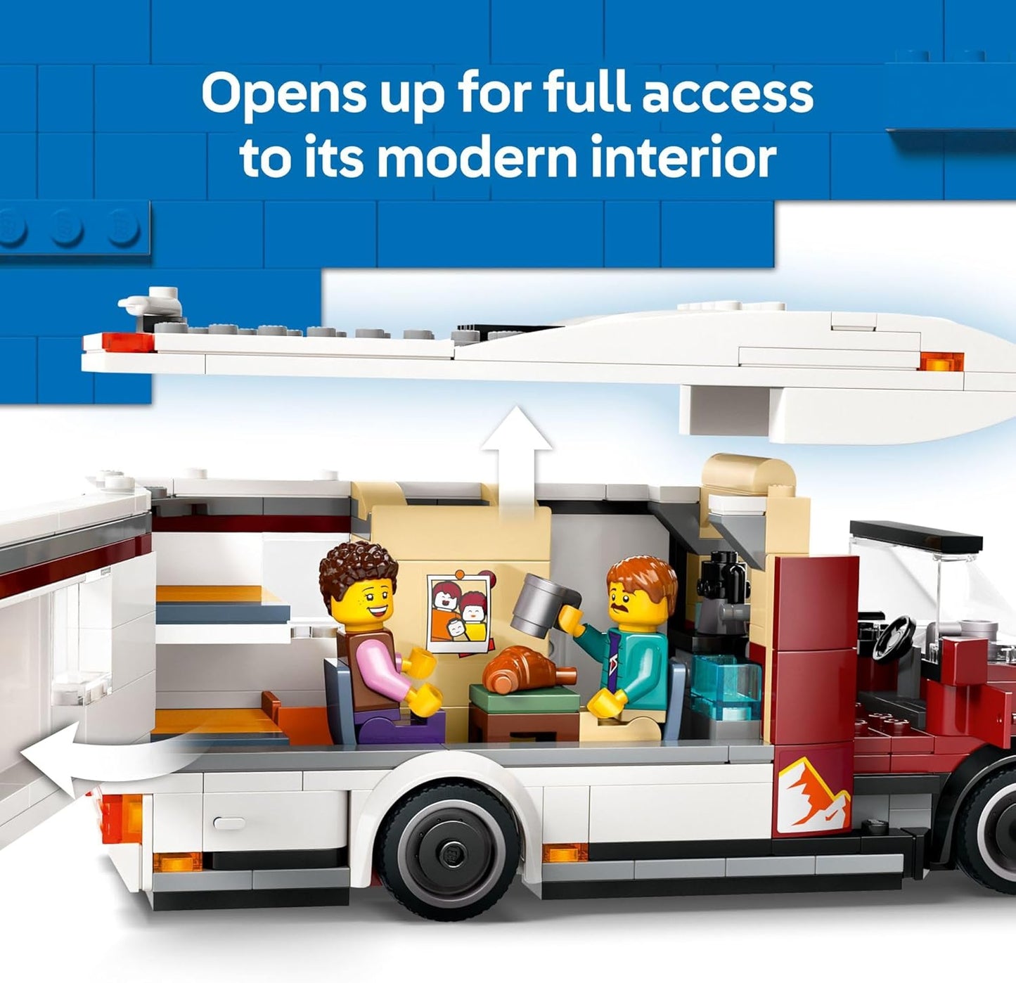 LEGO City - Furgoneta de Vacaciones de Aventura Festiva 60454 - Juego de juguetes de construcción para niños, niños y niñas a partir de 6 años - Incluye 3 minifiguras y accesorios - Idea de regalo