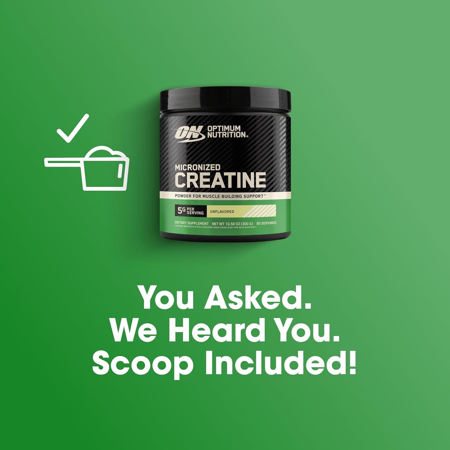 Optimum Nutrition Creatina Micronizada Monohidrato en Polvo, Sin Sa...