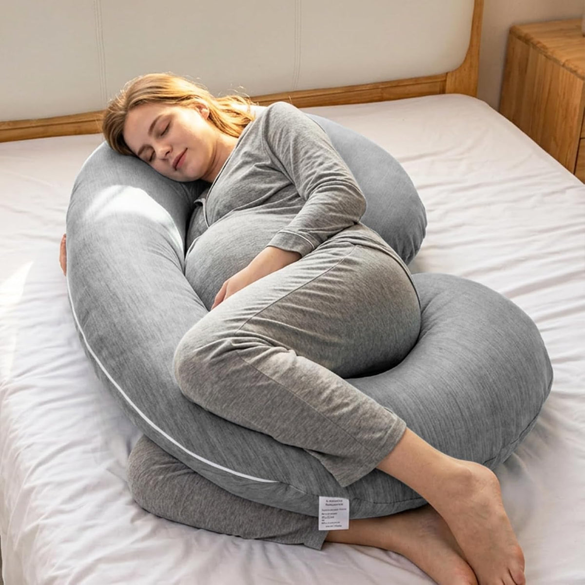 1 MIDDLE ONE Almohada de embarazo, almohada de cuerpo completo en f...