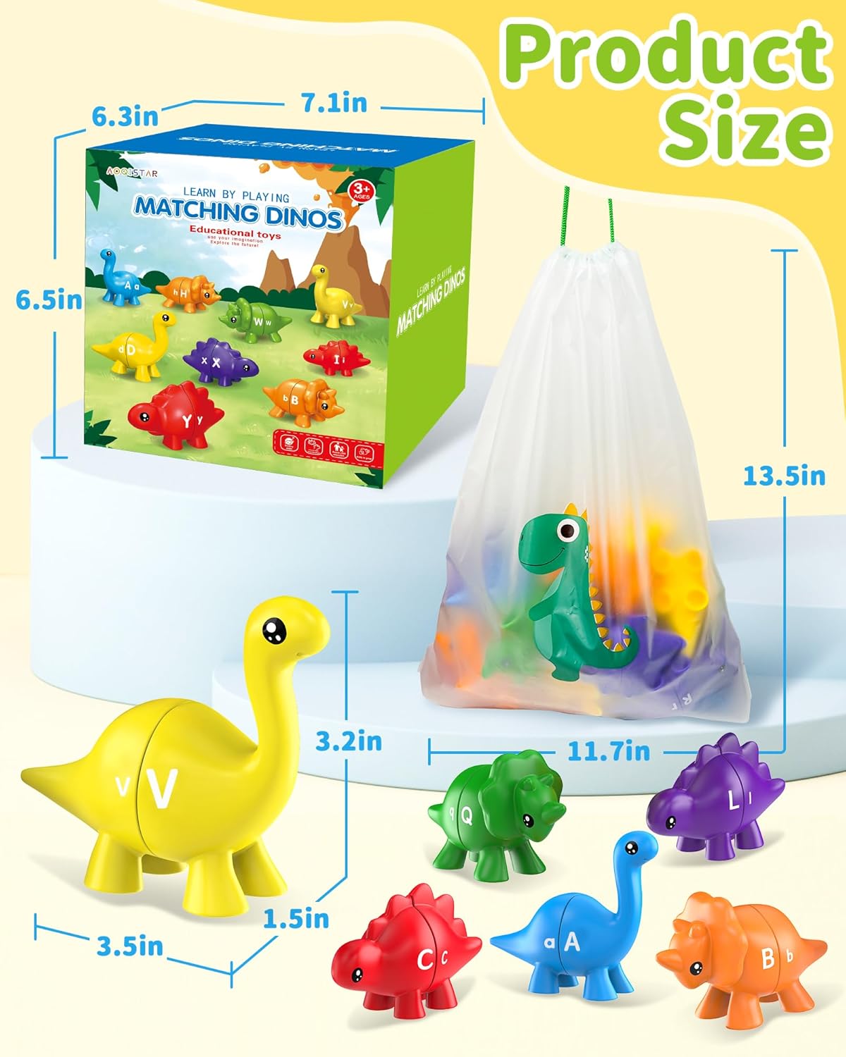 Walenty 26 piezas de juguetes de aprendizaje del alfabeto de dinosa...