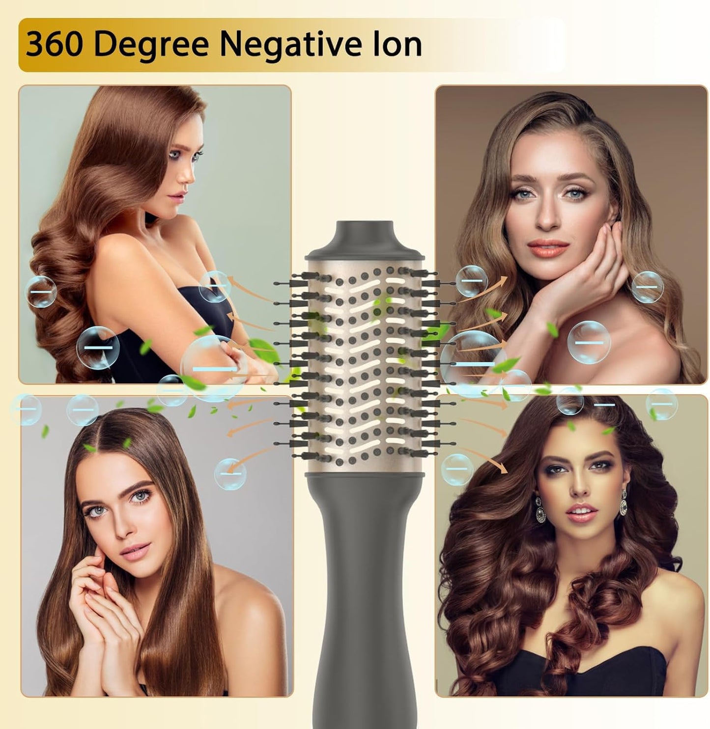 Nicebay Cepillo secador de pelo en uno, cepillo secador de pelo para mujeres, cepillo de soplado de un paso con pantalla de visualización, barril de cerámica ovalado, iones negativos, negro y rojo