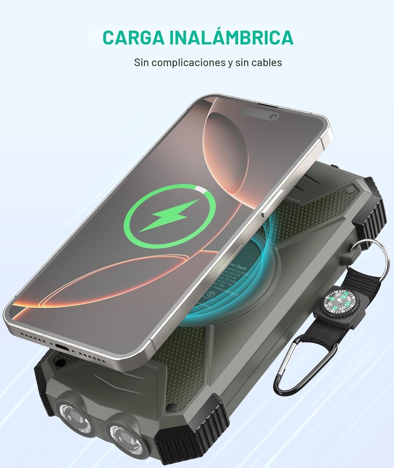 BLAVOR Banco de energía solar de 10,000 mAh, cargador inalámbrico p...