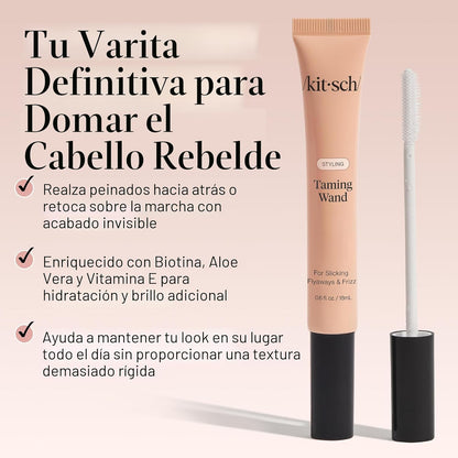 Kitsch Cepillo para cabello con frizz - Varita domadora con biotina...