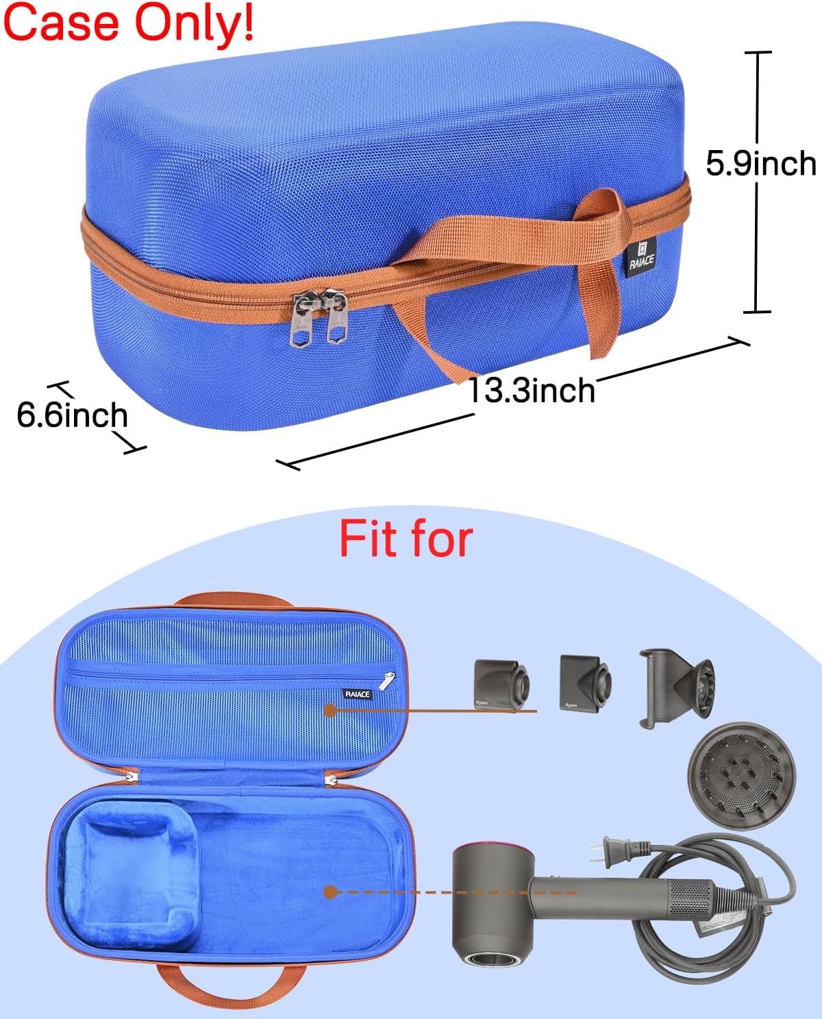 Estuche de almacenamiento rígido RAIACE compatible con secador de p...