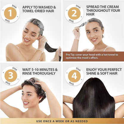 Karseell Tratamiento capilar con colágeno, reparación profunda, acondicionador, aceite de argán, colágeno para el cabello, esencia para cabello seco dañado, todo tipo de cabello, 16.90 oz, 16.9 fl oz