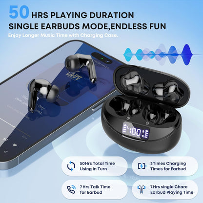 Fhumsh Auriculares inalámbricos, Bluetooth 5.4, estéreo de alta fid...