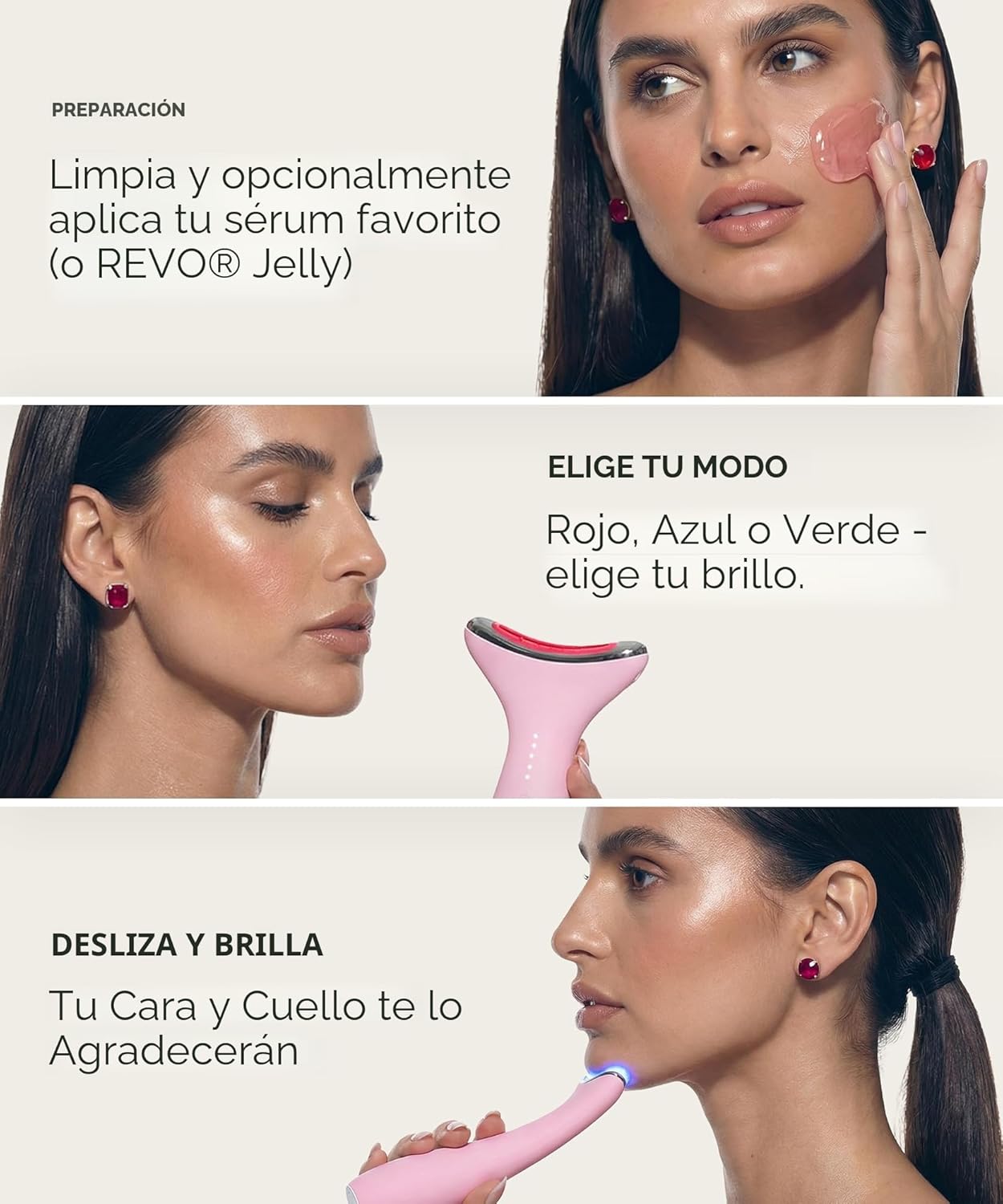 REVO Genie Masajeador facial para cara y cuello, dispositivo de est...