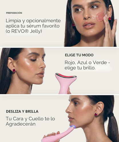 REVO Genie Masajeador facial para cara y cuello, dispositivo de est...