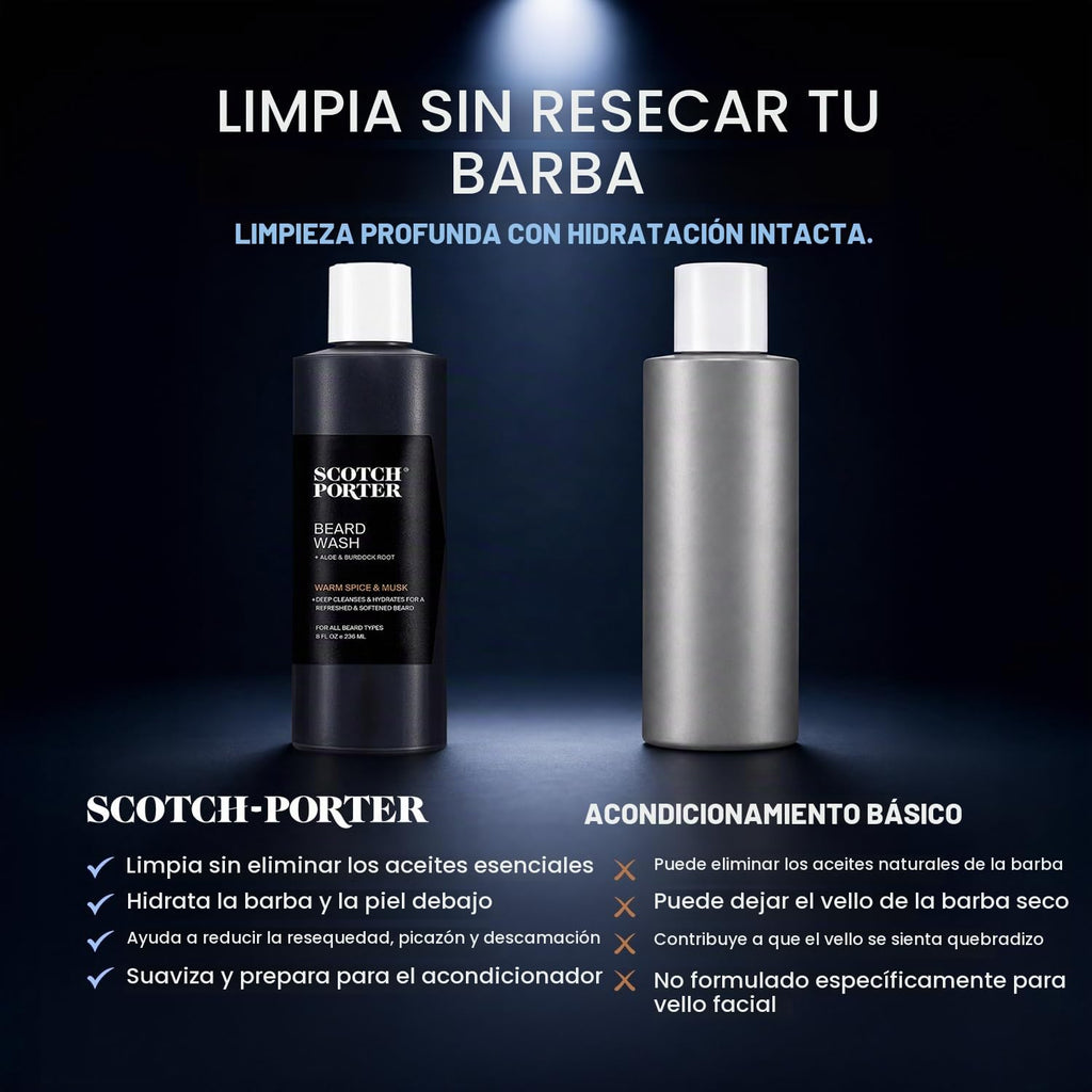 Champú hidratante para lavado de barba Scotch Porter, especias cáli...