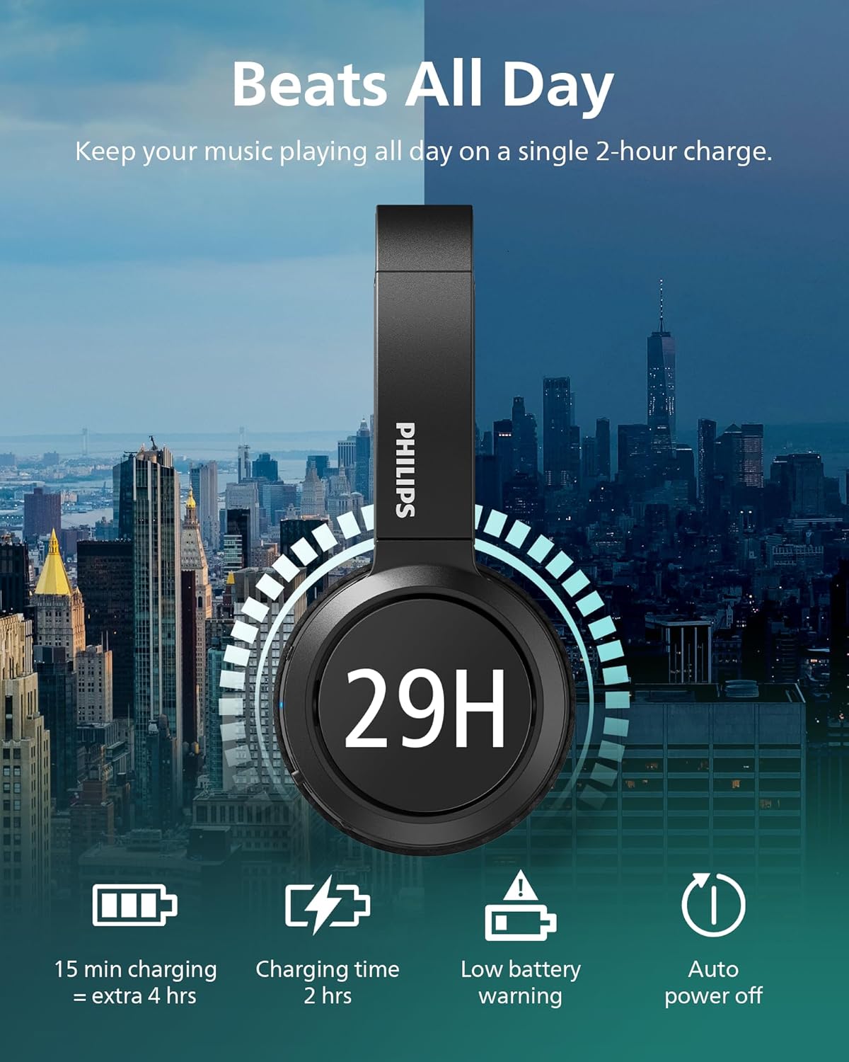 PHILIPS H4205 - Auriculares inalámbricos Bluetooth con refuerzo de...