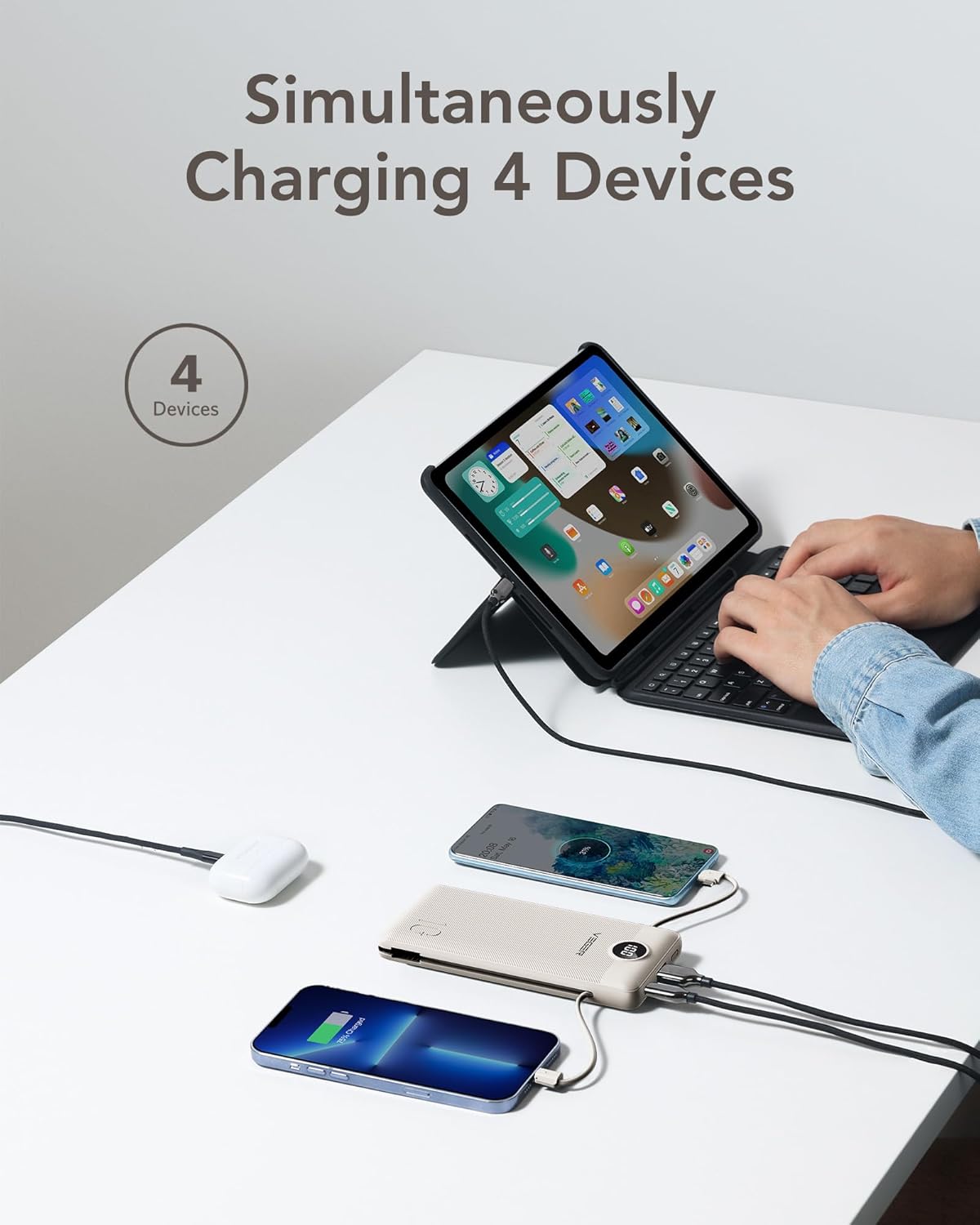 VEGER Cargador Portátil con Enchufe de CA Integrado y Cables, Todo...