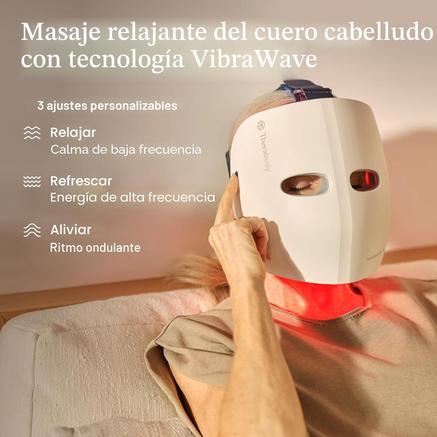 Therabody TheraFace Mask Glo - Máscara facial LED inalámbrica para...
