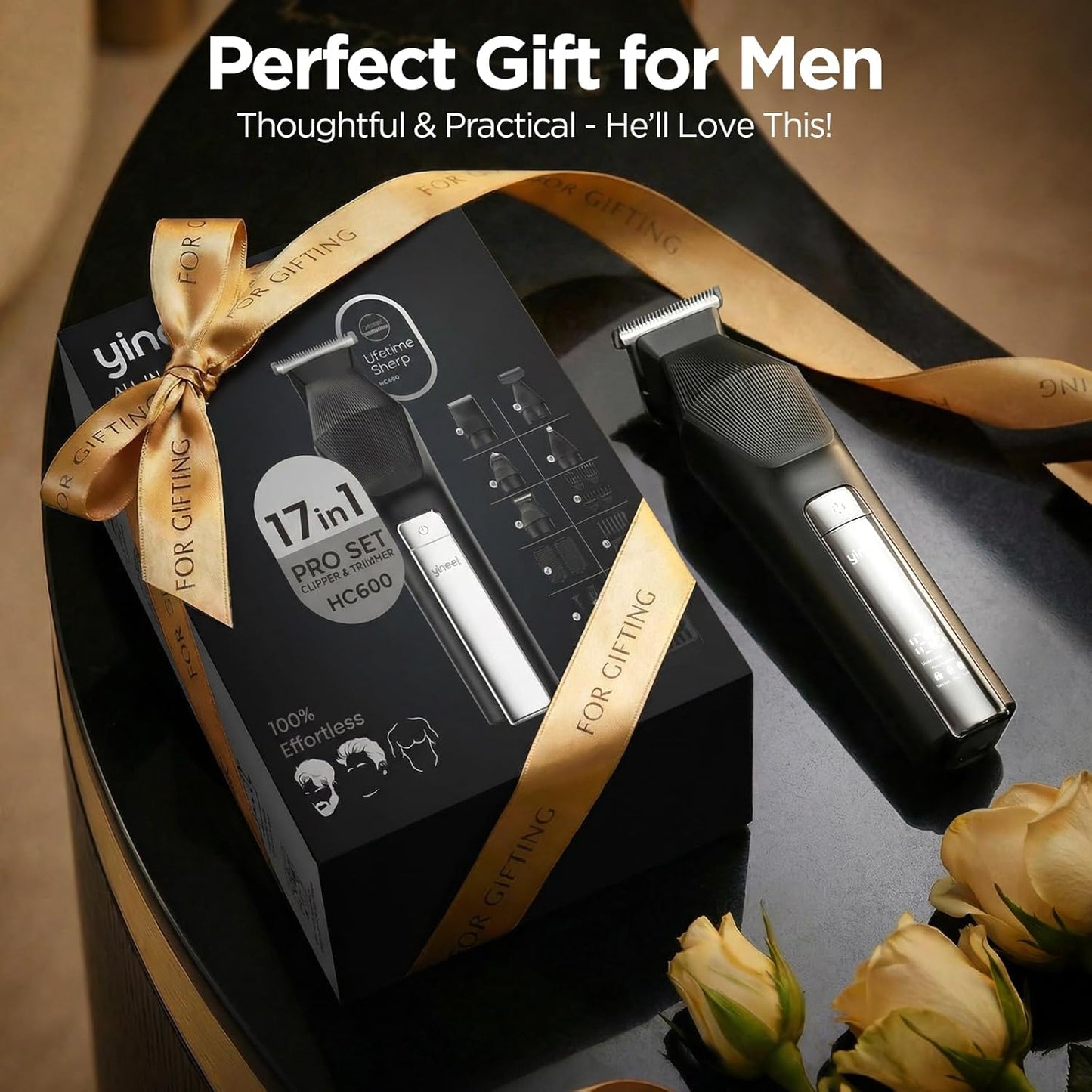 Yineel HC600 - Cortadora de barba para hombres, kit de aseo inalámbrico todo en uno, maquinilla de afeitar eléctrica impermeable y cortadora de pelo para cara, bigote, cuerpo, nariz, corte de pelo