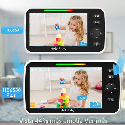HelloBaby - Monitor de bebé con video de 6'' de pantalla di...