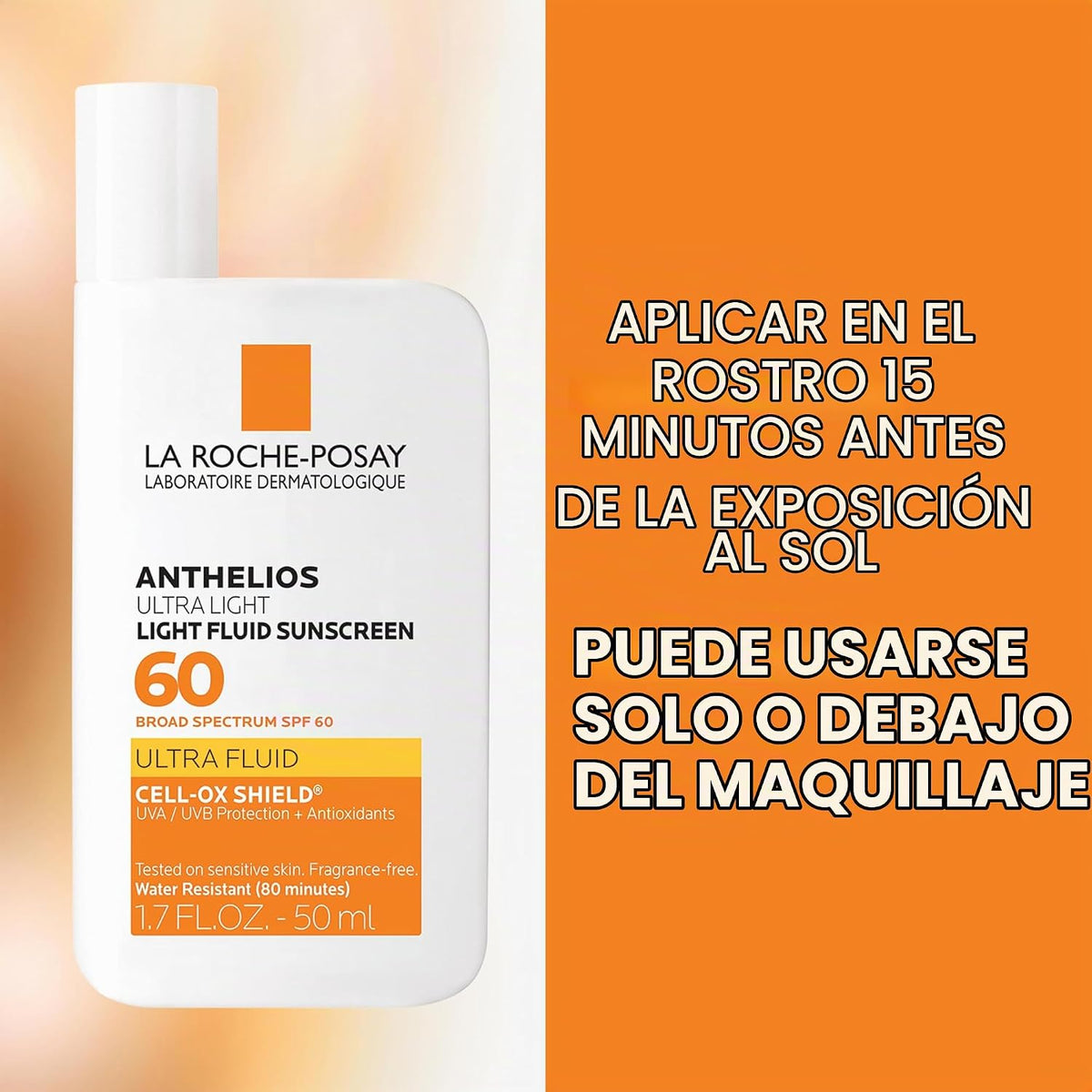 La Roche-Posay Anthelios Light Fluid Face Protector solar de amplio...