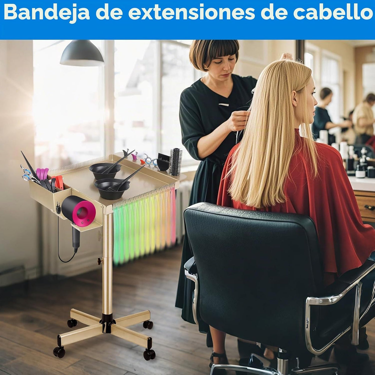 Bandeja rodante de salón con ruedas de altura ajustable - Bandeja d...