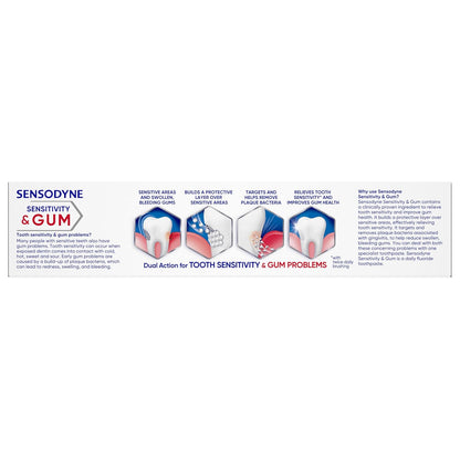 Sensodyne Sensitivity & Gum Sensitive Pasta dental para gingivitis, tratamiento de dientes sensibles, Clean & Fresh - 3.4 oz (paquete de 4)