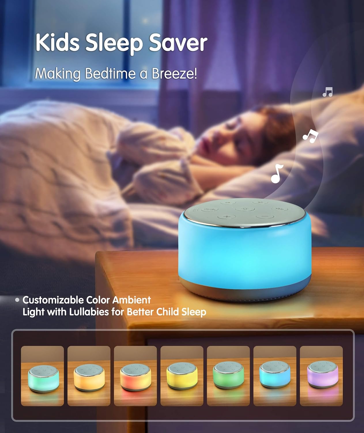 FamiSym Máquina de Ruido Blanco para Bebé para Dormir con Luz Noctu...