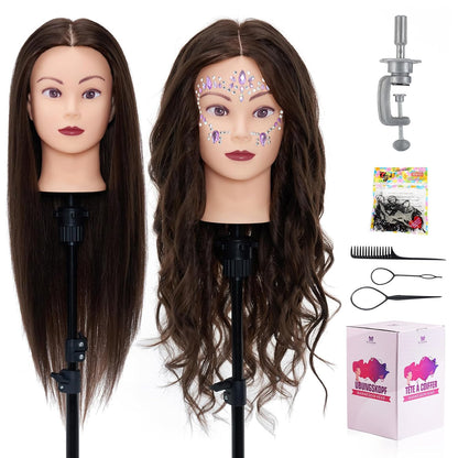 Cabeza de maniquí de 71,1 cm con cabello humano, cabeza de maniquí...