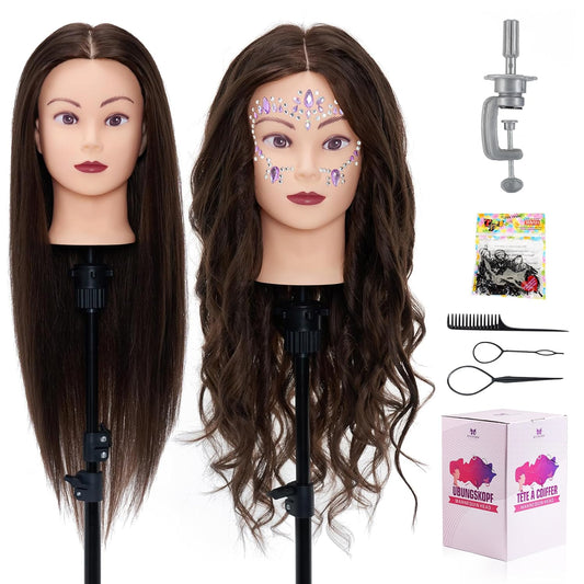 Cabeza de maniquí de 71,1 cm con cabello humano, cabeza de maniquí...