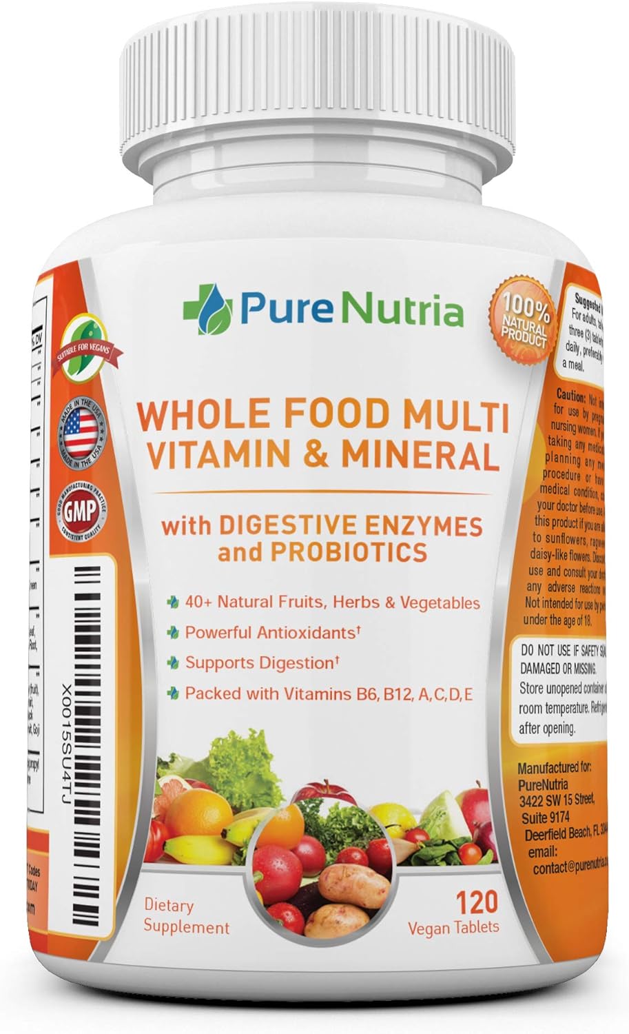 Multivitaminas y minerales integrales con enzimas probióticas \u201...