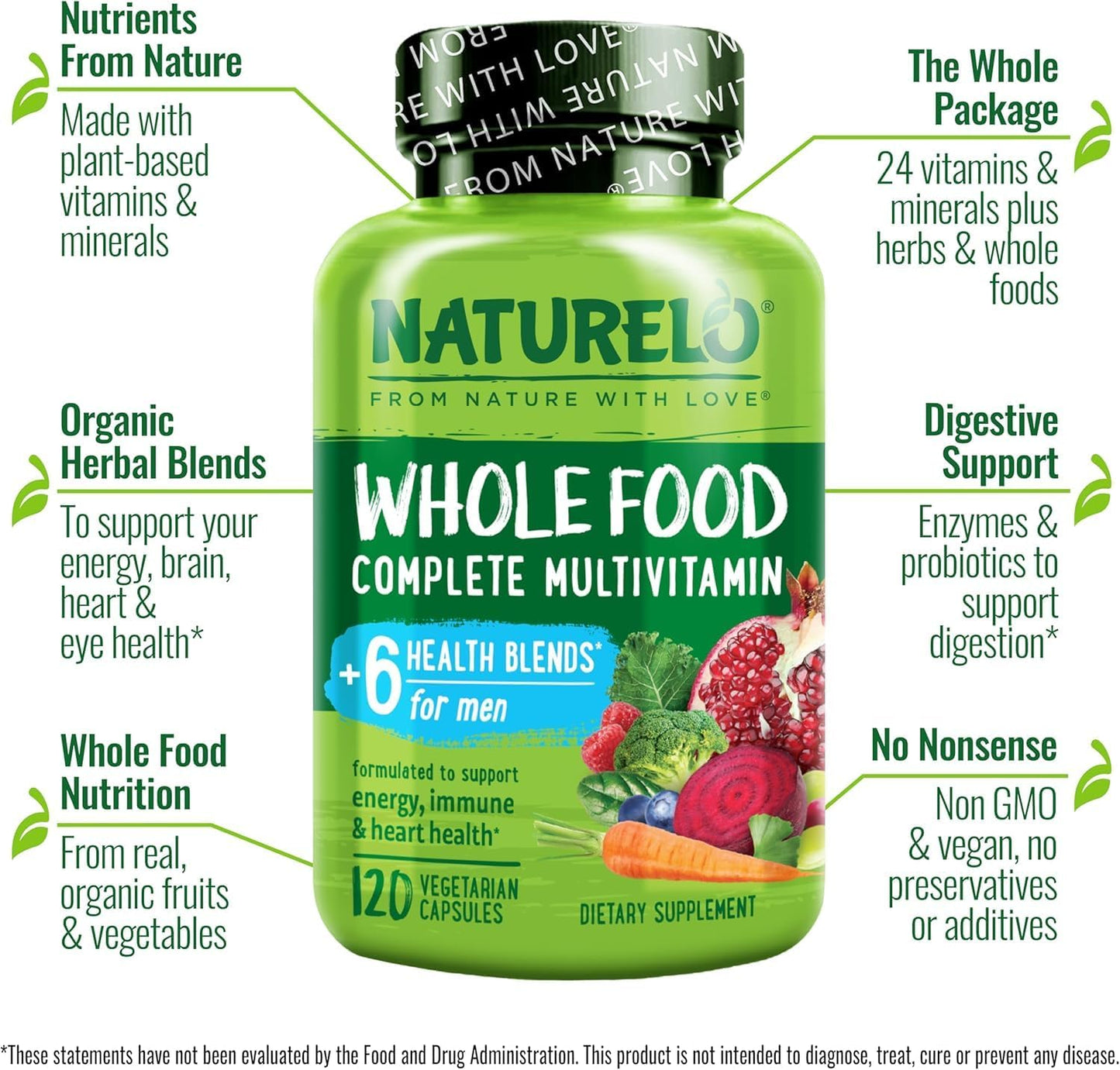 Naturelo Multivitamina alimentaria completa para hombres, 1