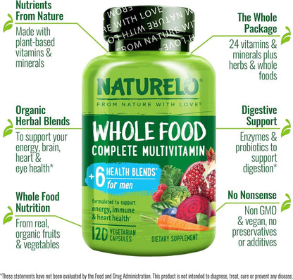 Naturelo Multivitamina alimentaria completa para hombres, 1