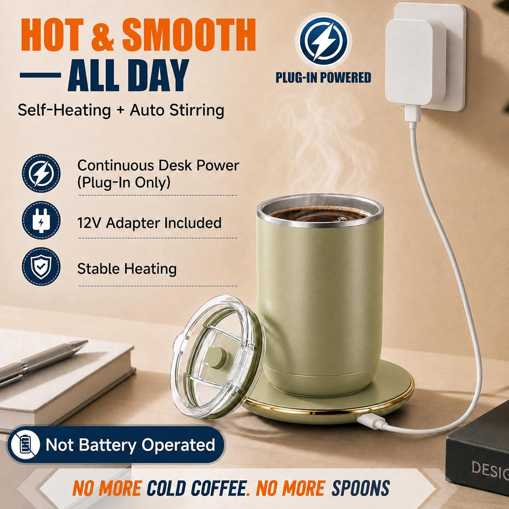 Juego de 2 tazas de café con agitación automática, tazas calentadas...