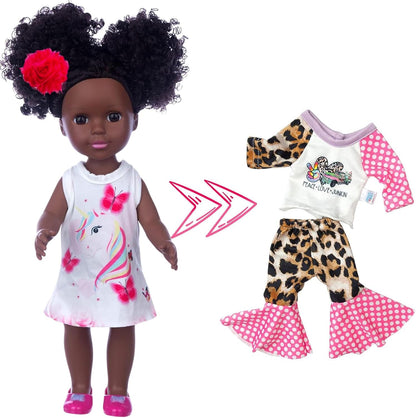 ZQDOLL Conjunto de ropa de muñeca negra y muñeca de bebé, accesorio...